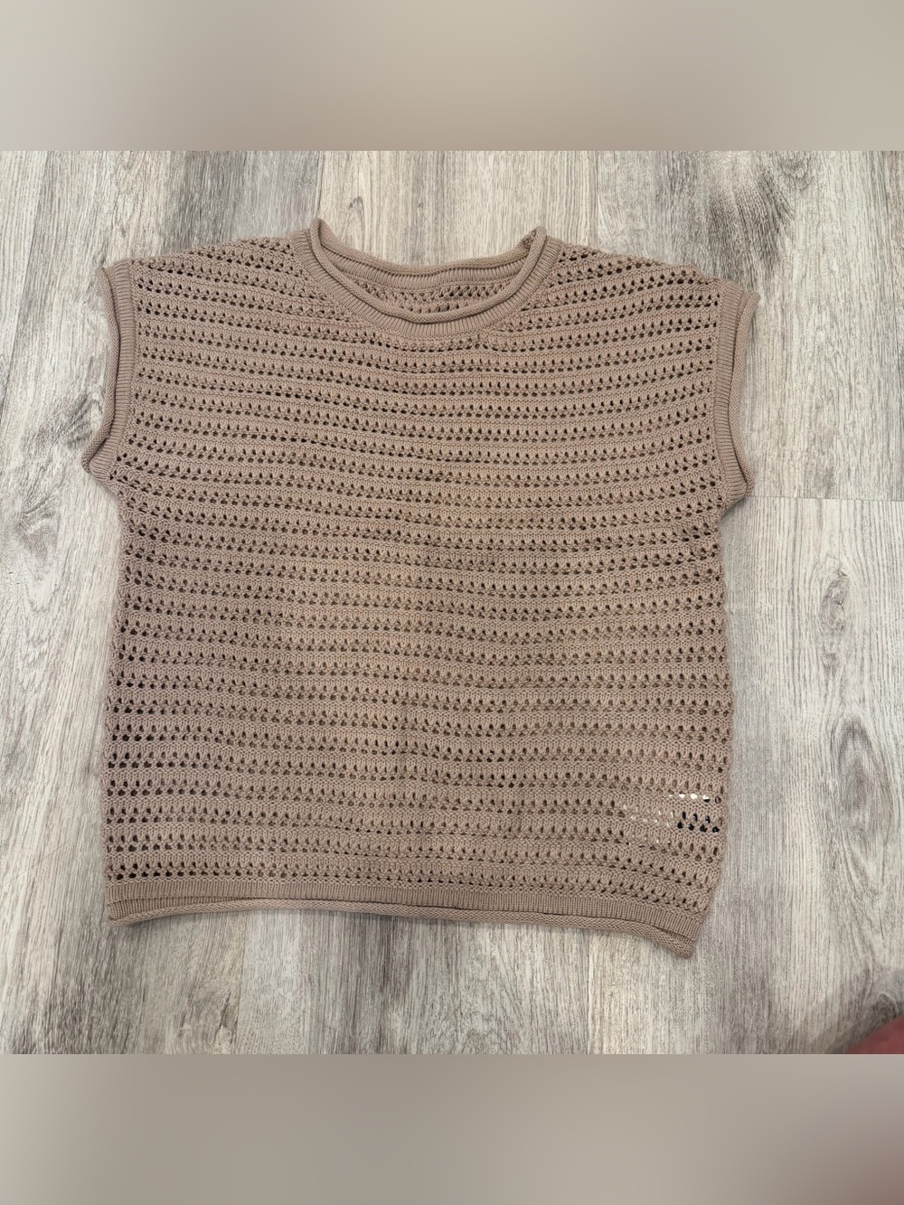 SHEIN Taupe Crochet Knit Sweater Vest Size Small
